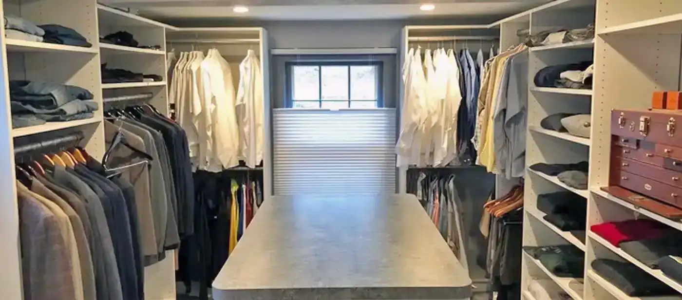 Organized walk-in closet