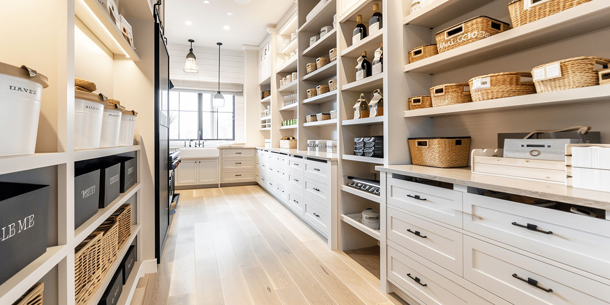 Organized walk-in pantry